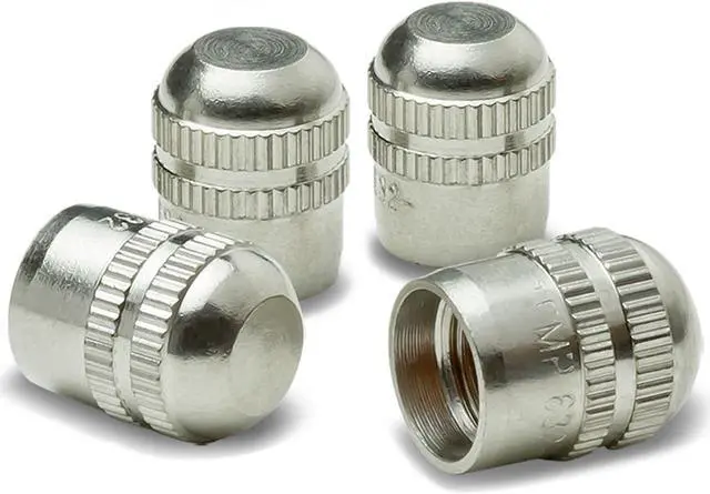 Alt view image 2 of 3 - DNA Motoring VCAP-RT-162-SL Bullet Style Brass Alloy Polished Silver Chrome Tire Valve Stem Caps (Pack of 4)