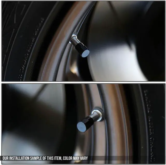 Alt view image 3 of 4 - DNA Motoring VCAP-RT-161-BK Hexagon Style Anodized & Polished Aluminum Black Chrome Tire Valve Stem Caps (Pack of 4)