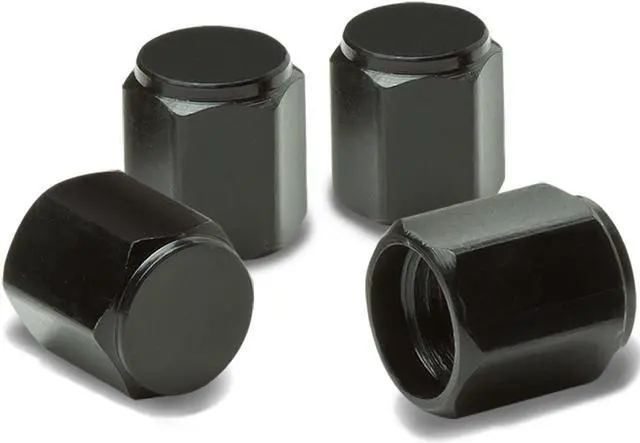 Alt view image 2 of 4 - DNA Motoring VCAP-RT-161-BK Hexagon Style Anodized & Polished Aluminum Black Chrome Tire Valve Stem Caps (Pack of 4)