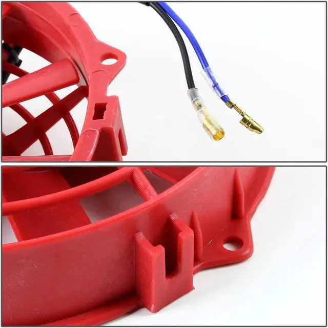 Alt view image 5 of 6 - DNA Motoring RAF-7-RD+FMK-X2 2Pcs 7" Inch High Performance Electric Radiator Cooling Fan kit (Red)