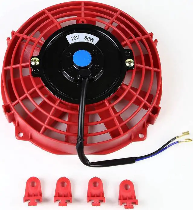 Alt view image 2 of 6 - DNA Motoring RAF-7-RD+FMK-X2 2Pcs 7" Inch High Performance Electric Radiator Cooling Fan kit (Red)