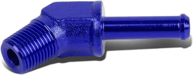 Alt view image 3 of 4 - DNA Motoring FT-1-9004-04-BL 1/8" NPT Male 45 Degree to 1/4" Hose Port Nipple Aluminum Finish Adapter (Blue)