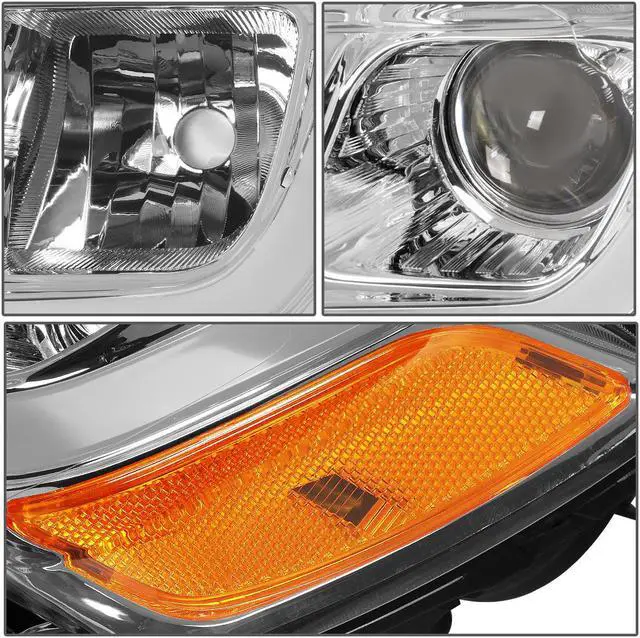 Alt view image 4 of 7 - DNA Motoring HL-HPL-JGC14-CH-AM For 2014 to 2016 Jeep Grand Cherokee LED DRL Projector Headlight Chrome Housing Amber Corner Headlamp 12 Left + Right