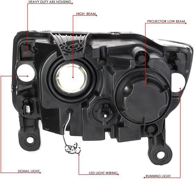 Alt view image 6 of 7 - DNA Motoring HL-HPL-JGC14-CH-AM For 2014 to 2016 Jeep Grand Cherokee LED DRL Projector Headlight Chrome Housing Amber Corner Headlamp 12 Left + Right