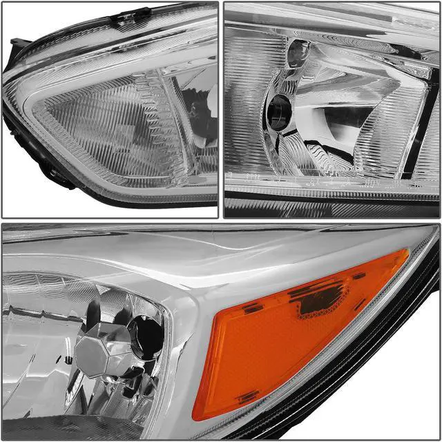 Alt view image 4 of 7 - DNA MOTORING HL-OH-FF16-CH-AM For 2015 to 2018 Ford Focus Pair Headlight Chrome Housing Amber Side Headlamp 3rd gen 16 17 Left + Right