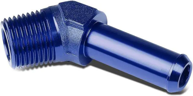 Alt view image 2 of 4 - DNA Motoring FT-1-9004-08-BL 3/8" NPT MALE 45 DEGREE TO 1/2" HOSE PORT NIPPLE BLUE ALUMINUM FINISH ADAPTER
