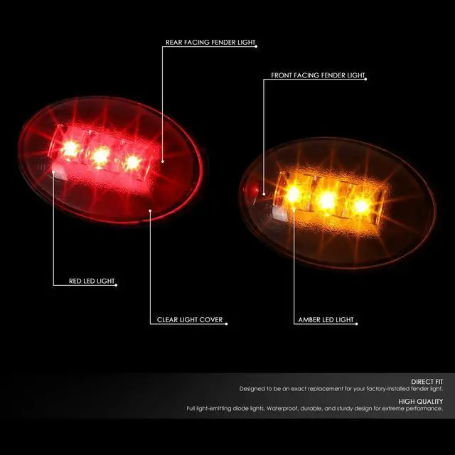 Alt view image 2 of 7 - DNA Motoring FENDL-FSD99-CH For 1999 to 2010 Ford F250 F350 F450 Super Duty LED Dually Bed Fender Side Marker Light Set 00 01 02 03 04 05 06 07 08 09