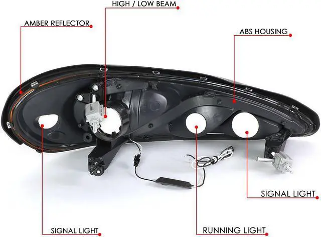 Alt view image 6 of 7 - DNA Motoring HL-HPL-PGAM99-BK-SM-AM For 1999 to 2005 Pontiac Grand Am LED DRL Light Bar Headlight Smoked Housing Amber Corner Headlamp 00 01 02 03 04 Left + Right