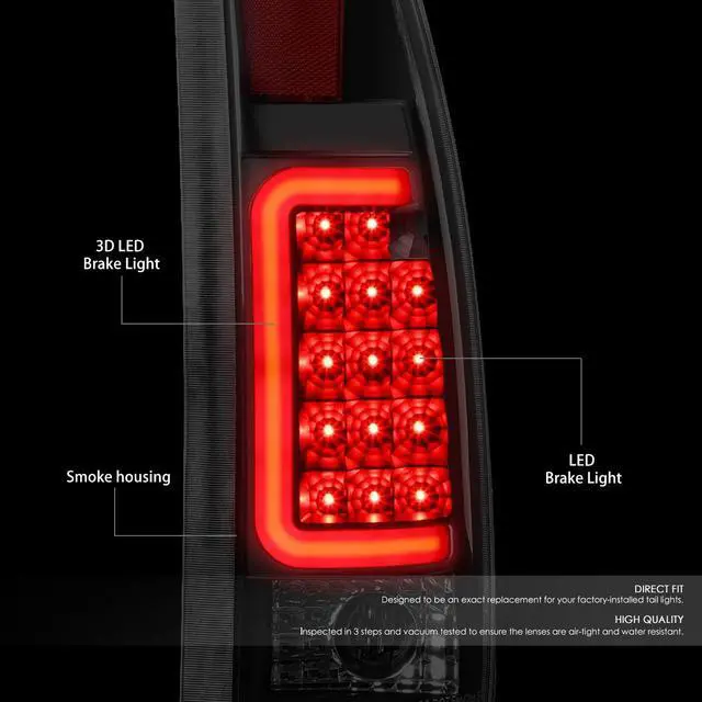 Alt view image 2 of 6 - DNA Motoring TL-C10-LED-RD3D-BK-SM For 1988 to 2000 Chevy / GMC C / K -Series Pair of 3D LED Tail Brake Lights (Black Housing Smoked Lens) 92 93 94 95 96 97 98 99
