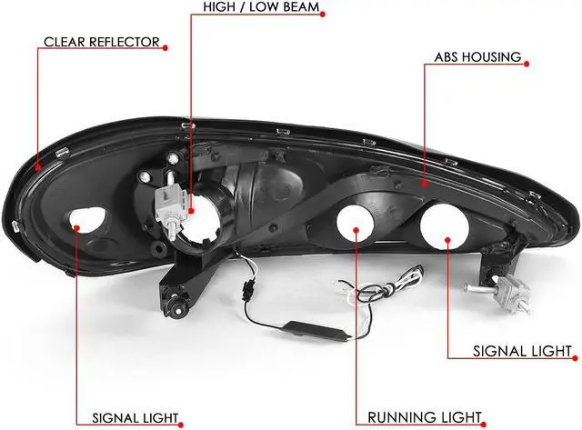 Alt view image 6 of 7 - DNA Motoring HL-HPL-PGAM99-BK-CL1 For 1999 to 2005 Pontiac Grand Am LED DRL Light Bar Headlight Black Housing Clear Corner Headlamp 00 01 02 03 04 Left + Right