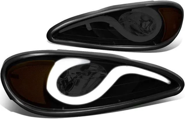 Main image of DNA Motoring HL-HPL-PGAM99-BK-SM-AM For 1999 to 2005 Pontiac Grand Am LED DRL Light Bar Headlight Smoked Housing Amber Corner Headlamp 00 01 02 03 04 Left + Right