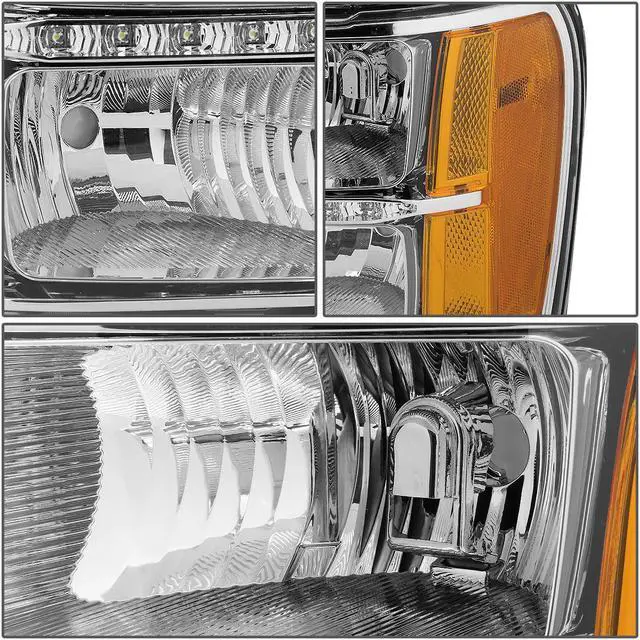 Alt view image 2 of 6 - DNA Motoring HL-LED-GMCSIE07-CH-AM For 2007 to 2013 GMC Sierra 1500 2500 3500 LED DRL Light Bar Headlight Chrome Housing Amber Corner Headlamp 08 09 10 11 12 Left + Right
