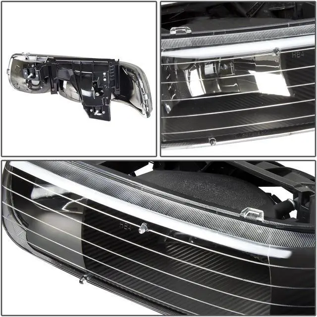 Alt view image 2 of 5 - DNA Motoring HL-OH-CS99-2P-BK For 1999 to 2006 Chevy Silverado Tahoe Headlights Black Housing Headlamp - GMT800 00 01 02 03 04 05 Left + Right