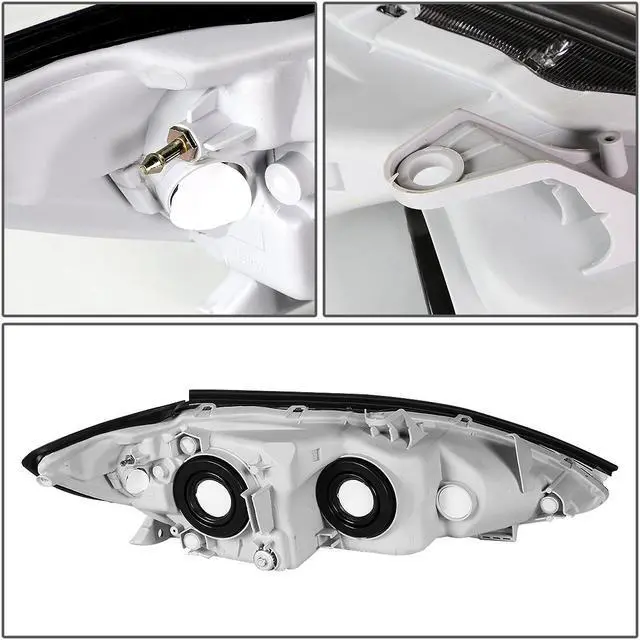 Alt view image 4 of 5 - DNA Motoring HL-OH-TCA05-BK-AM For 2005 to 2006 Toyota Camry XV30 Pair Black Housing Amber Corner Headlight Headlamps Left + Right OE Style