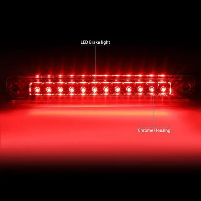 Alt view image 2 of 6 - DNA Motoring 3BL-HPASS94-LED-CH For 1993 to 1997 Isuzu Rodeo Honda Passport LED 3rd Third Tail Brake Light Rear Stop Lamp Chrome Housing 94 95 96