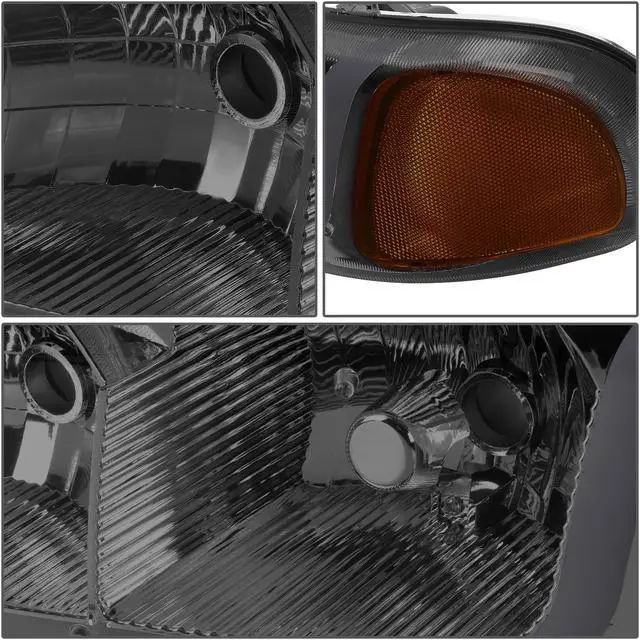 Alt view image 5 of 7 - DNA Motoring HL-LB-SIERRA99-SM-AM For 1999 to 2007 GMC Sierra 1500 2500 3500 Yukon LED DRL Light Bar Headlight+Bumper Lamp Black Housing Smoked Lens Amber Corner 00 01 02 03 04 05 06 4Pcs