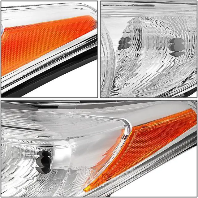 Alt view image 3 of 5 - DNA Motoring HL-OH-THI11-CH-AM For 2011 to 2013 Toyota Highlander OE Style Projector Headlight Chrome Housing Amber Corner Headlamps 12 Left + Right