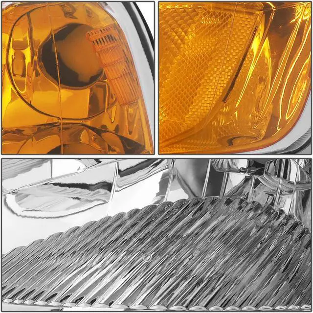 Alt view image 4 of 7 - DNA Motoring HL-OH-HC01-CH-AM For 2001 to 2003 Honda Civic OE Style Headlight Chrome Housing Amber Corner Headlamp EM ES 02 Left + Right