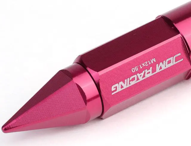 Alt view image 3 of 5 - DNA Motoring LN-ZTL-9028-15-PK M12 x 1.5 Open / Closed End 20-Piece Aluminum Alloy Wheel Lug Nuts + Deep Drive Extension (Pink)
