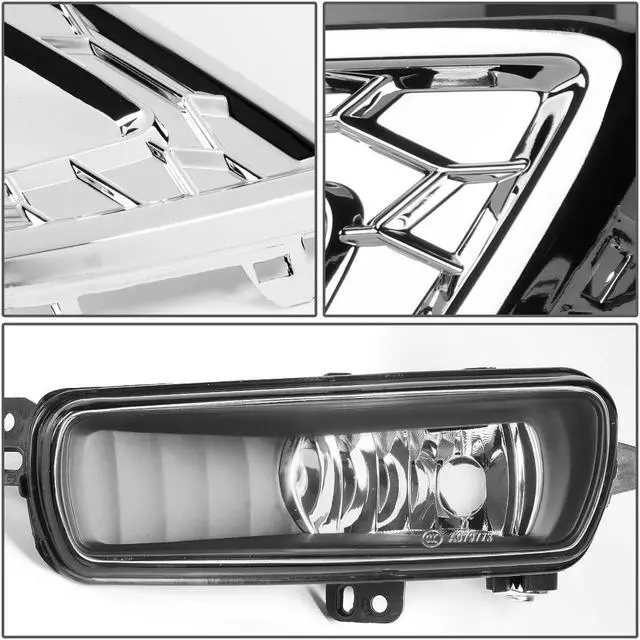 Alt view image 3 of 6 - DNA Motoring FL-FF16-CH-W For 2015 to 2017 Ford Focus LED DRL Fog Lights + Build-in Turn Signal + Wiring Harness + Chrome Bezel Clear Lens 16