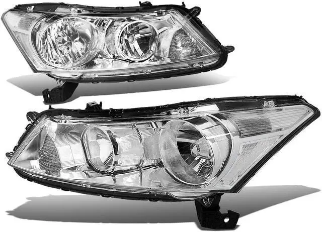 Main image of DNA Motoring HL-OH-HA084D-CH-CL1-T2 For 2008 to 2012 Honda Accord 8th Gen 4-Dr Sedan Pair OE Style Chrome Housing Clear Corner Headlight Headlamp 09 10 11 Left + Right