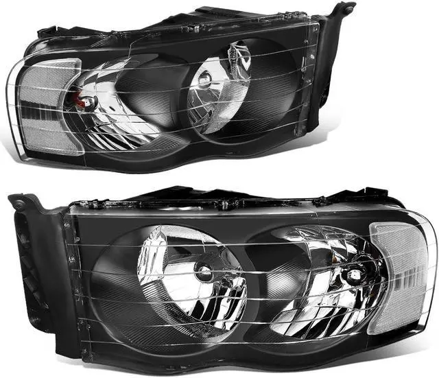 Alt view image 3 of 5 - DNA Motoring HL-OH-DR02-BK-CL1 For 2002 to 2005 Dodge Ram Truck 1500 2500 3500 Black Housing Clear Corner Headlight Headlamp 3rd Gen 03 04