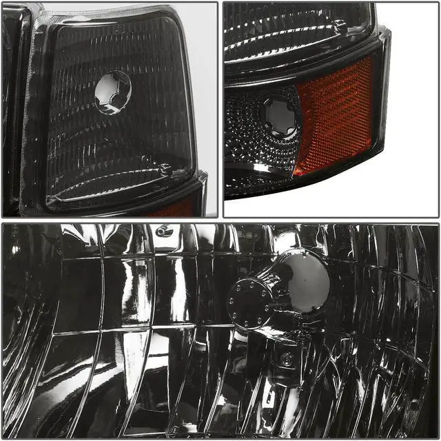 Alt view image 2 of 5 - DNA Motoring HL-OH-F15092-6P-LED-SM-AM For 1992 to 1996 Ford F150 F250 F350 Bronco 6Pcs LED DRL Headlight+Corner/Side Marker Lamps Smoked/Amber 5 Gen 93 94 95 Left + Right