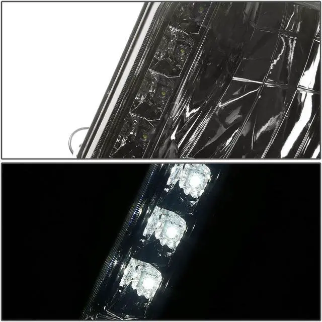 Alt view image 3 of 5 - DNA Motoring HL-OH-F15092-6P-LED-SM-AM For 1992 to 1996 Ford F150 F250 F350 Bronco 6Pcs LED DRL Headlight+Corner/Side Marker Lamps Smoked/Amber 5 Gen 93 94 95 Left + Right