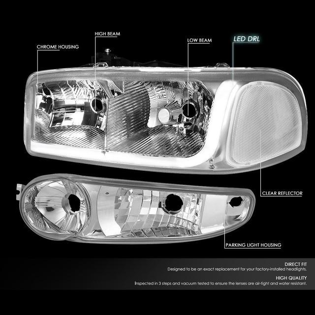 DNA Motoring HL-LB-DAN99-CH-CL1 For 2001 to 2007 GMC Sierra 1500