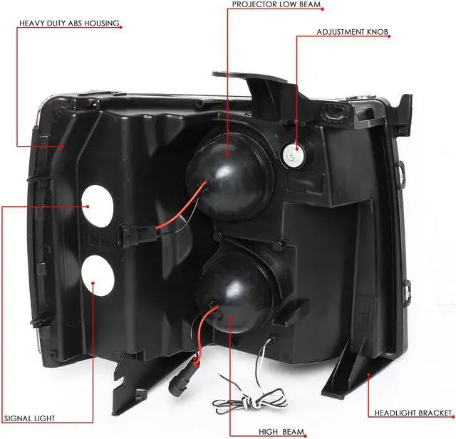 Alt view image 6 of 7 - DNA Motoring HL-HPL-CSIL07-G2-CH-AM For 2007 to 2014 Chevy Silverado Dual LED DRL Strip Projector Headlight Chrome Housing Amber Side Headlamp 08 09 10 11 12 13 1500 2500 3500