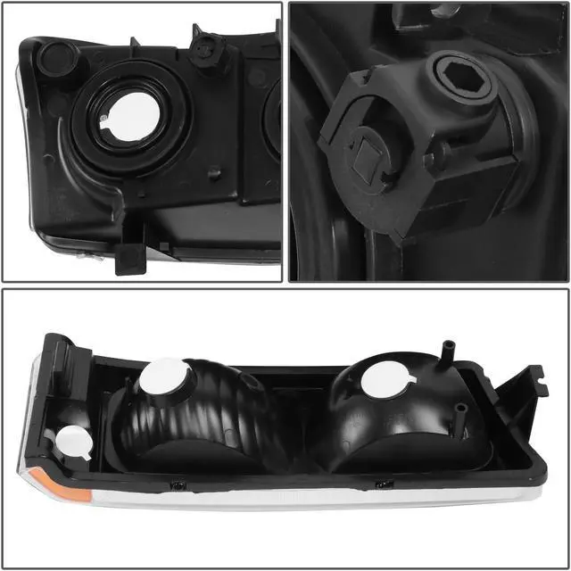 Alt view image 6 of 9 - DNA Motoring HL-OH-CS03-4P-CH-AM For 2003 to 2006 Chevy Silverado Avalanche 4Pcs Headlight+Bumper Lamp Chrome Housing Amber Corner 1 Gen 04 05 Left + Right