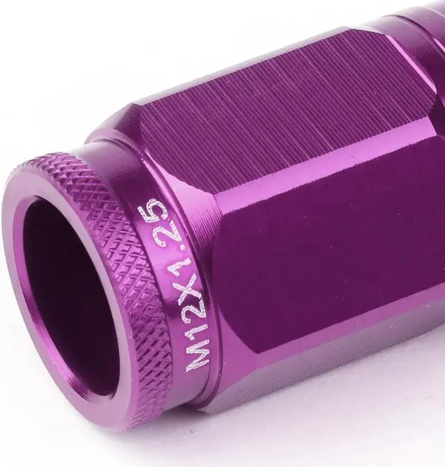 Alt view image 3 of 5 - DNA Motoring LN-ZTL-9015-125-PP 16-Piece M12 x 1.25 Aluminum Alloy Wheel Lug Nuts + 4 x Lock Nut + 1 x Lock Nut Key (Purple)