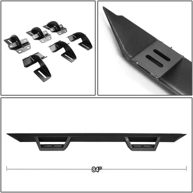 Alt view image 4 of 5 - DNA Motoring STEPB-G222-009 For 2015 to 2020 Ford F150 F250 F350 Super Crew Cab Aluminum 3" Side Step Nerf Bar Running Board Left + Right 16 17