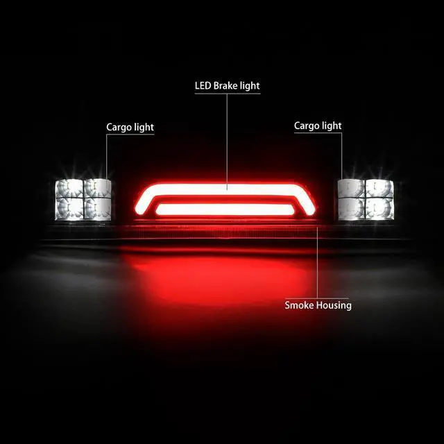 Alt view image 2 of 6 - DNA Motoring 3BL-F15004-3D-LED-BK-SM For 2004 to 2010 Ford F150 Explorer Sport Trac Lincoln Mark LT 3D LED Bar 3rd Third Tail Brake Light w/Cargo Lamp Smoked Lens 05 06 07 08 09