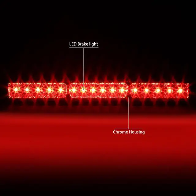 Alt view image 2 of 6 - DNA Motoring 3BL-F15097-LED-T2-CH For 1997 to 2005 Ford F150 F250 Excursion LED 3rd Third Tail Brake Light Rear Stop Lamp Chrome Housing 98 99 00 01 02 03 04