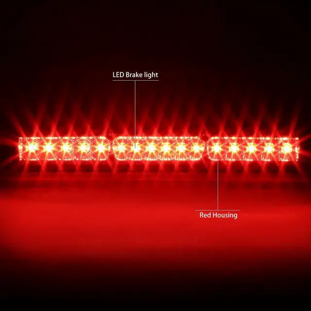 Alt view image 2 of 6 - DNA Motoring 3BL-F15097-LED-T2-RD For 1997 to 2005 Ford F150 F250 Excursion LED 3rd Third Tail Brake Light Rear Stop Lamp Red Housing 98 99 00 01 02 03 04