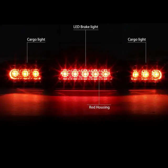 Alt view image 2 of 6 - DNA Motoring 3BL-F15015-LED-RD For 2015 to 2020 Ford F-150/F250-550 Super Duty High Mount LED 3rd Third Tail Brake Light w/Cargo lamp Red Lens 16 17 18 19