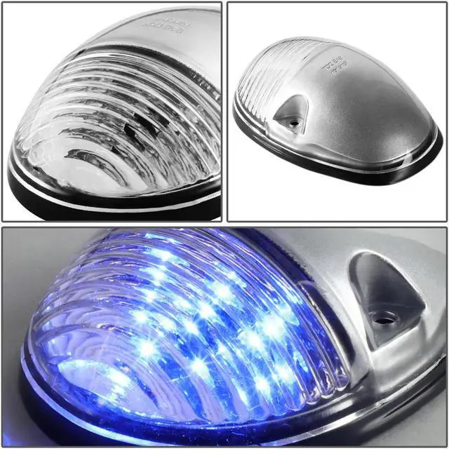Alt view image 4 of 5 - DNA Motoring CBL-CSIL02-CH-B For 2002 to 2006 Chevy Silverado / GMC Sierra GMT800 LED Cab Roof Center Light + Pair Side Lamps (Chrome Housing Blue LED) 04 05