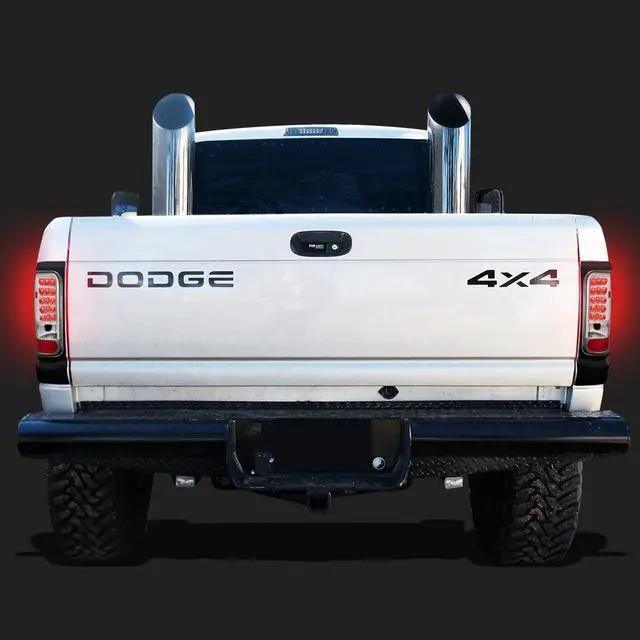 Alt view image 7 of 7 - For 1994 to 2002 Dodge Ram 1500 / 2500 / 3500 Pair of Chrome Housing Clear Lens LED Tail Brake Lights 95 96 97 98 99 00 01