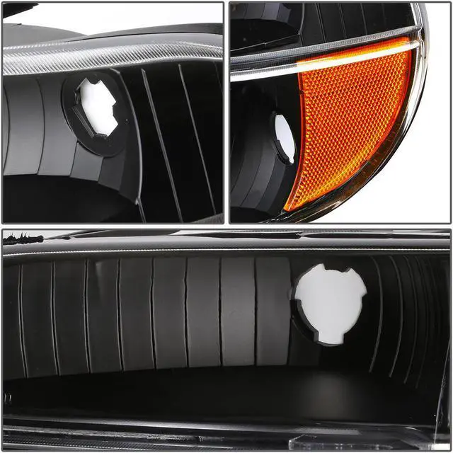 Alt view image 2 of 5 - DNA Motoring BL-FEXP95-BK-AM For 1995 to 2001 Ford Explorer Mountaineer Pair Black Housing Amber Corner Bumper Lights 96 97 98 99 00