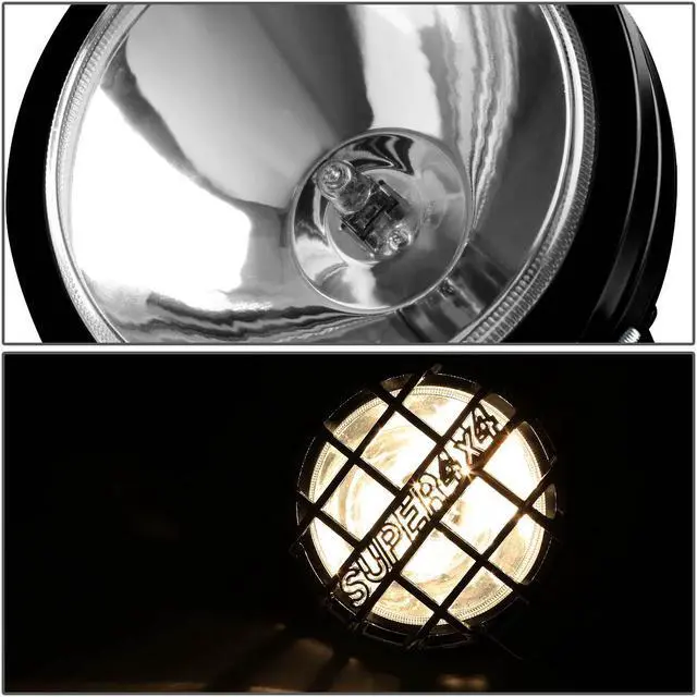 Alt view image 3 of 5 - DNA Motoring FL-6-U+SW-CH-BK 6" Round Fog Lights+Offroad Super 4X4 Guard+Switch For Grille/Brush/Bull bar (Clear Lens Black Housing)