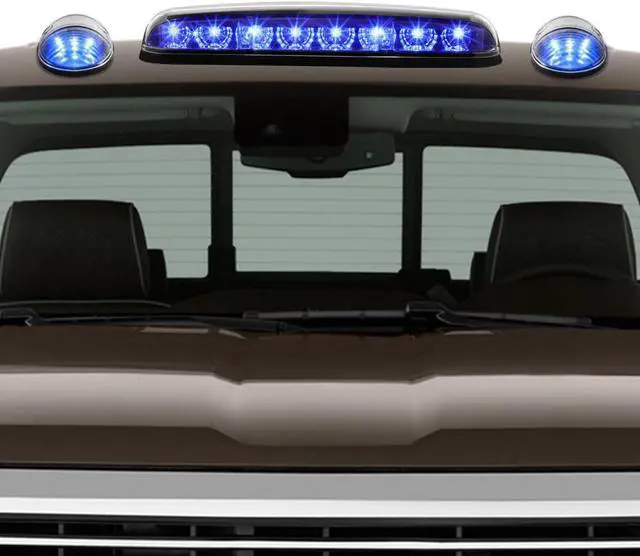 Alt view image 5 of 5 - DNA Motoring CBL-CSIL02-CH-B For 2002 to 2006 Chevy Silverado / GMC Sierra GMT800 LED Cab Roof Center Light + Pair Side Lamps (Chrome Housing Blue LED) 04 05