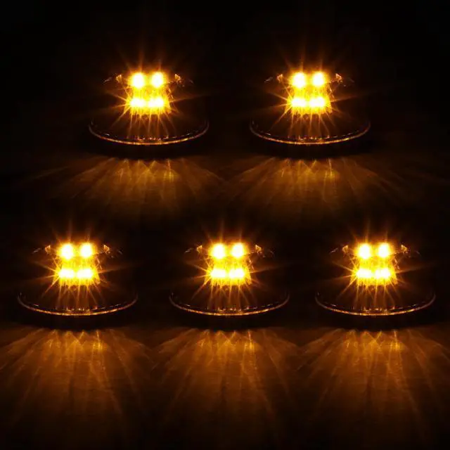 Alt view image 2 of 5 - DNA Motoring CBL-DR94-SM-Y For 1994 to 1998 Dodge Ram 1500 2500 3500 BR 5 X LED Cab Roof Top Lights (Smoked Housing Yellow LED) 95 96 97