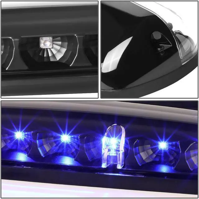 Alt view image 3 of 5 - DNA Motoring CBL-CSIL02-BK-B For 2002 to 2006 Chevy Silverado / GMC Sierra GMT800 LED Cab Roof Center Light + Pair Side Lamps (Black Housing Blue LED) 04 05