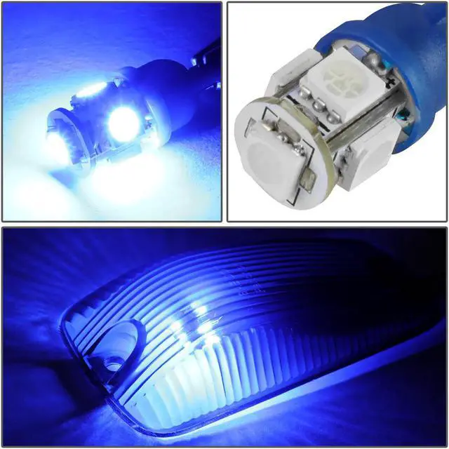 Alt view image 2 of 5 - DNA Motoring CBL-CSIL88-SM-B For 1988 to 2002 GMC C/K 1500 2500 3500 5 X LED Cab Roof Top Light Lens + Bulbs (Smoked Housing Blue LED) 97 98 99 00 01
