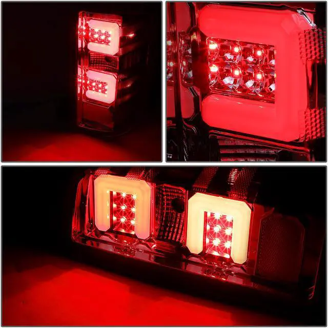 Alt view image 3 of 7 - DNA Motoring TL-CSIL15-LED-RD3D-CH-SM For 2014-2019 Chevy Silverado / GMC Sierra 1500 2500 3500 HD Red 3D LED Light Bar Tail Lights ( Chrome Housing Smoke Lens )