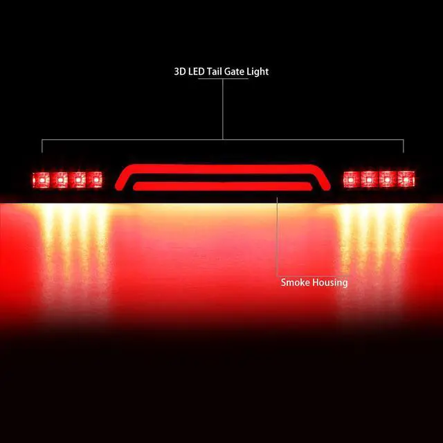 Alt view image 2 of 7 - DNA Motoring TGL-DRAM03-3D-LED-BK-SM for 2003 to 2006 Dodge Ram Truck Tinted Housing 3D LED Bar Rear Center Tailgate Lamp Brake Light 04 05