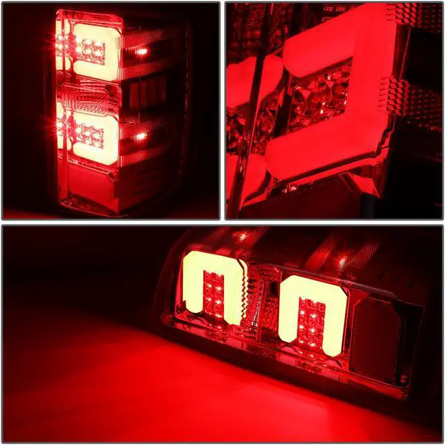 Alt view image 3 of 7 - DNA Motoring TL-CSIL15-LED-RD3D-CH-RD For 2014-2019 Chevy Silverado / GMC Sierra 1500 2500 3500 HD Red 3D LED Light Bar Tail Lights ( Chrome Housing Red lens )