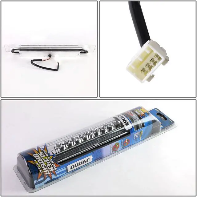 Alt view image 4 of 4 - DNA Motoring TB-302P For Dodge Ram ABS Plastic Two 2 Dual Row LED third 3rd brake light (Clear Lens) - 3rd gen DR / DH / D1 /DC / DM