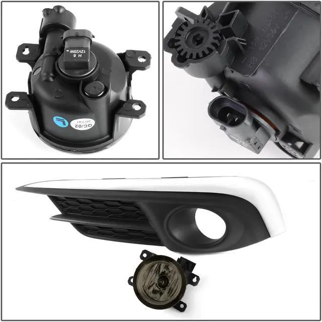 Alt view image 3 of 5 - DNA Motoring FL-ZTL-233-SM For 2016 to 2017 Honda Civic Coupe / Sedan Pair Bumper Driving Fog Light Lamp+Switch Smoked Lens